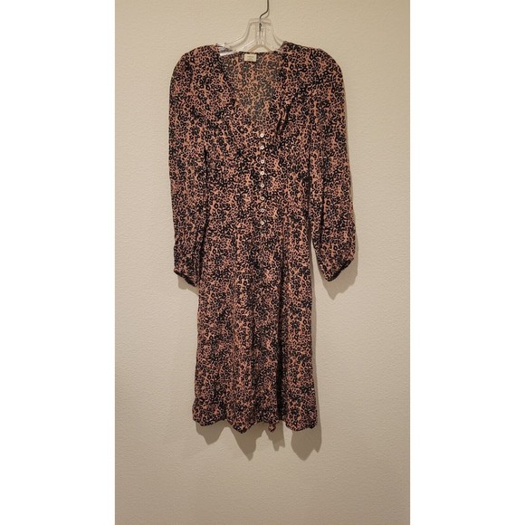 Wilfred Aritzia Gallery Button Front Midi Shirt Dress in Sz XXS Leopard - Picture 2 of 10